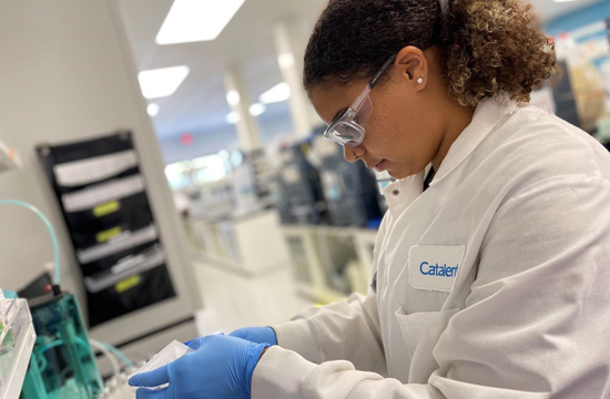 Co-op student working in a Catalent lab