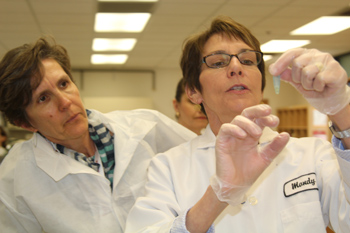 Heather Henter and Mandy Butler in the lab.