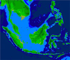 Map of repeated exposure and flooding of the shallow Sunda shelf