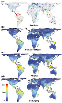 These maps depict the species-richness patterns of plants in 1,032 geographic regions worldwide