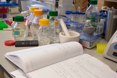 desk at a lab