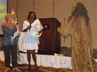 Reuben Shaw, Clodagh O'Shea, Jeff Long and Tracy Johnson perform in the Salk entry for Biology Idol