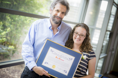 Professor Steve Wasserman and award winner Alexa Clemmons