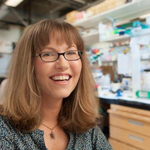 Professor Alisa Huffaker in a lab