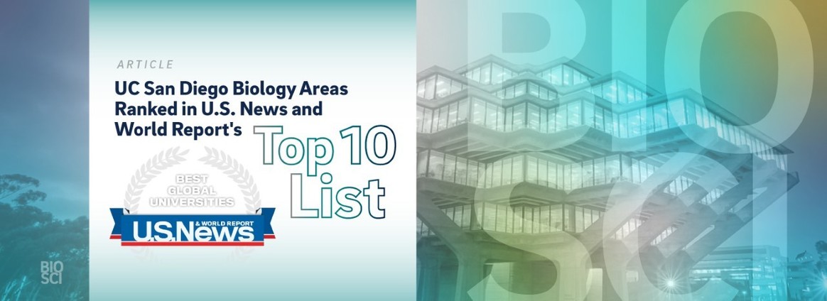 Banner for UCSD Biology areas ranked top ten